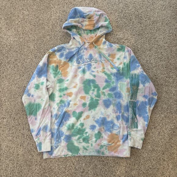 Vintage Y2K Nike Athletic Logo Tie-Dye Men’s Hoodie Size Medium Just Do It - Picture 1 of 5